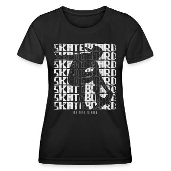 Skateboard Skater Skaten - Frauen Funktions-T-Shirt - Schwarz - Vorne - AI Model Female 172 light (172cm)