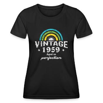 1959 Anniversaire Vintage Rainbow Sun - T-shirt sport Femme - noir - Devant - AI Model Female 172 light (172cm)