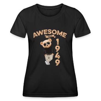 1949 Geburtstag Cool Teddy Bär Awesome since - Frauen Funktions-T-Shirt - Schwarz - Vorne - AI Model Female 172 light (172cm)