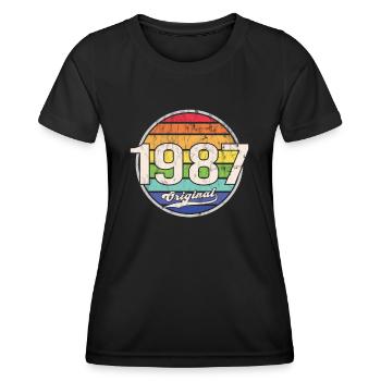 1987 Anniversaire Année Original - T-shirt sport Femme - noir - Devant - AI Model Female 172 light (172cm)