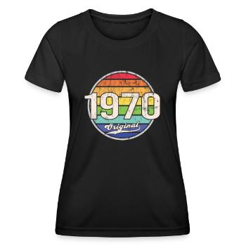 1970 Anniversaire Année Original - T-shirt sport Femme - noir - Devant - AI Model Female 172 light (172cm)