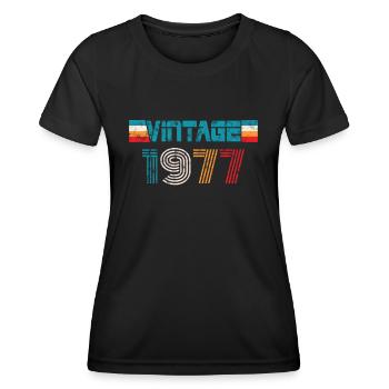 Millésime anniversaire 1977 - T-shirt sport Femme - noir - Devant - AI Model Female 172 light (172cm)
