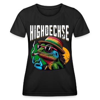 Lézards hauts lézards Iguane Reptiles - T-shirt sport Femme - noir - Devant - AI Model Female 172 light (172cm)