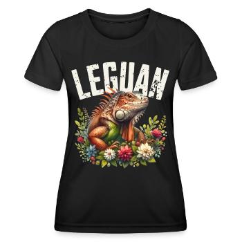Leguan - Frauen Funktions-T-Shirt - Schwarz - Vorne - AI Model Female 172 light (172cm)