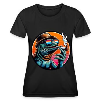 Lizard Smoking Weed, Iguana - Women's Functional T-Shirt - black - Front - AI Model Female 172 light (172cm)