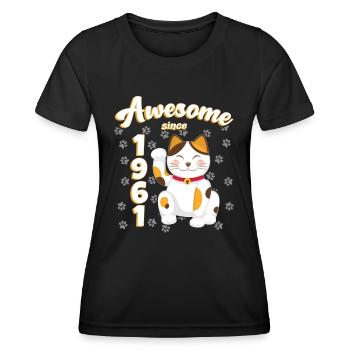 1961 Anniversaire Génial depuis Chat Maneki neko - T-shirt sport Femme - noir - Devant - AI Model Female 172 light (172cm)