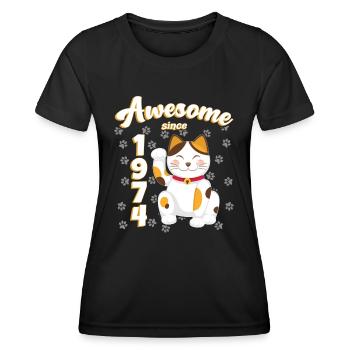 1974 Anniversaire Génial depuis Chat Maneki neko - T-shirt sport Femme - noir - Devant - AI Model Female 172 light (172cm)