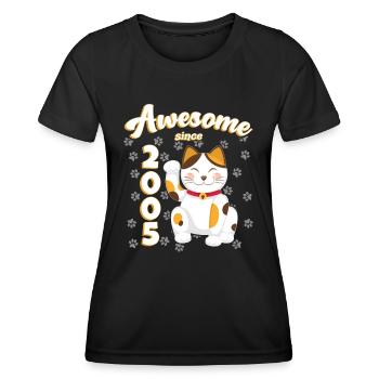 2005 Anniversaire Génial depuis Chat Maneki neko - T-shirt sport Femme - noir - Devant - AI Model Female 172 light (172cm)