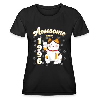 1996 Anniversaire Génial depuis Chat Maneki neko - T-shirt sport Femme - noir - Devant - AI Model Female 172 light (172cm)
