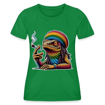 Lézard fumant du cannabis - T-shirt sport Femme - vert - Devant - AI Model Female 172 dark (172cm)