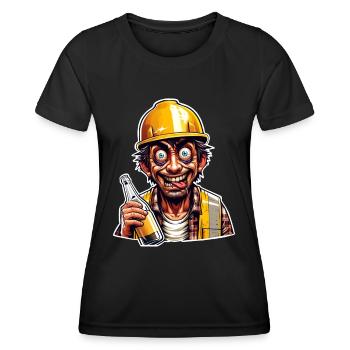 Construction Worker Beer Drunk Funny - Women's Functional T-Shirt - black - Front - AI Model Female 172 light (172cm)