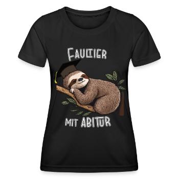 Sloth with high school diploma - Women's Functional T-Shirt - black - Front - AI Model Female 172 light (172cm)