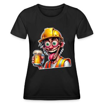 Construction Worker Beer Drunk Funny - Women's Functional T-Shirt - black - Front - AI Model Female 172 light (172cm)
