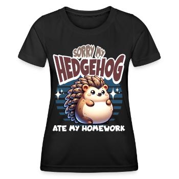 Igel Hausaufgaben Schule - Frauen Funktions-T-Shirt - Schwarz - Vorne - AI Model Female 172 light (172cm)