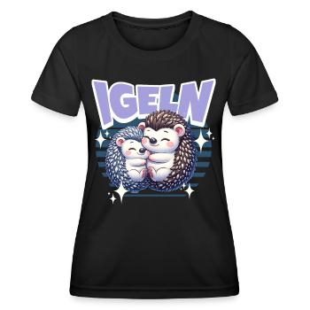 Igel Kuscheln Igeln - Frauen Funktions-T-Shirt - Schwarz - Vorne - AI Model Female 172 light (172cm)