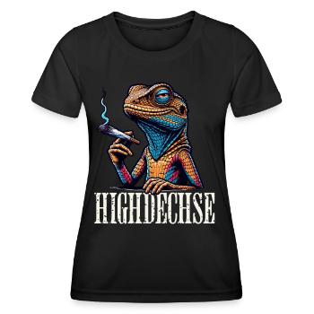 Highdechse Echsen Leguan Reptilien - Frauen Funktions-T-Shirt - Schwarz - Vorne - AI Model Female 172 light (172cm)