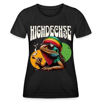 Highdechse Echsen Leguan Reptilien - Frauen Funktions-T-Shirt - Schwarz - Vorne - AI Model Female 172 light (172cm)