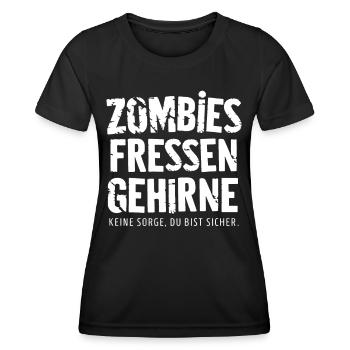 Zombies fressen Gehirne - Frauen Funktions-T-Shirt - Schwarz - Vorne - AI Model Female 172 light (172cm)