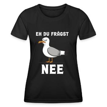 Bevor du fragst nein, Möwe - Frauen Funktions-T-Shirt - Schwarz - Vorne - AI Model Female 172 light (172cm)