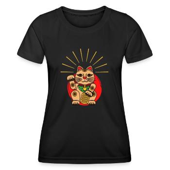 Japan Glückskatze Kawaii Neko - Frauen Funktions-T-Shirt - Schwarz - Vorne - AI Model Female 172 light (172cm)