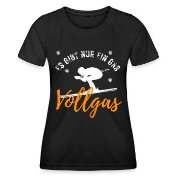 Es gibt nur einen Gas Vollgas Wintersport Skifahre - Frauen Funktions-T-Shirt - Schwarz - Vorne - AI Model Female 172 light (172cm)