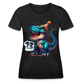 T Rex Dinosaure 13e anniversaire Enfants Anniversaire - T-shirt sport Femme - noir - Devant - AI Model Female 172 light (172cm)