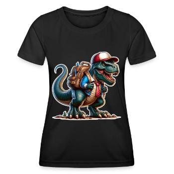 Dinosaurier Schule Einschulung - Frauen Funktions-T-Shirt - Schwarz - Vorne - AI Model Female 172 light (172cm)