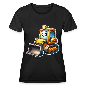 Bulldozer Radlader Bagger Baustelle Kinder - Frauen Funktions-T-Shirt - Schwarz - Vorne - AI Model Female 172 light (172cm)