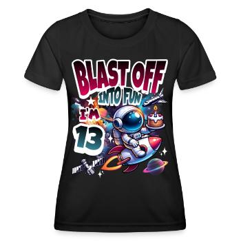 Astronaute 13e anniversaire Espace - T-shirt sport Femme - noir - Devant - AI Model Female 172 light (172cm)