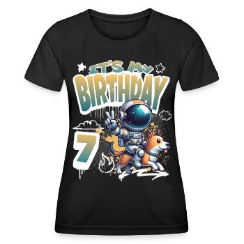Astronaute 7e anniversaire Chien de l'espace drôle - T-shirt sport Femme - noir - Devant - AI Model Female 172 light (172cm)
