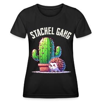 Stachel Gang Igel Kaktus - Frauen Funktions-T-Shirt - Schwarz - Vorne - AI Model Female 172 light (172cm)