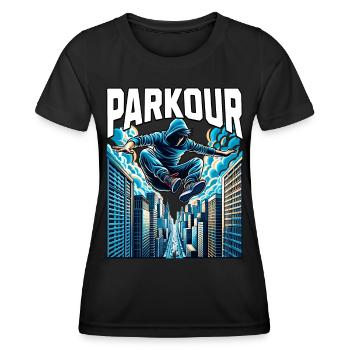 Parkour - T-shirt sport Femme - noir - Devant - AI Model Female 172 light (172cm)