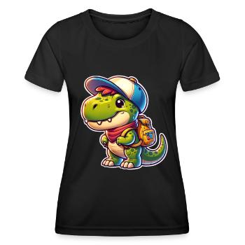 Inscription à l'école des dinosaures Dino T Rex - T-shirt sport Femme - noir - Devant - AI Model Female 172 light (172cm)