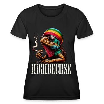 Highdechse Echsen Leguan Reptilien - Frauen Funktions-T-Shirt - Schwarz - Vorne - AI Model Female 172 light (172cm)