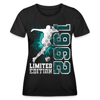 1962 Année de naissance Anniversaire Football - T-shirt sport Femme - noir - Devant - AI Model Female 172 light (172cm)