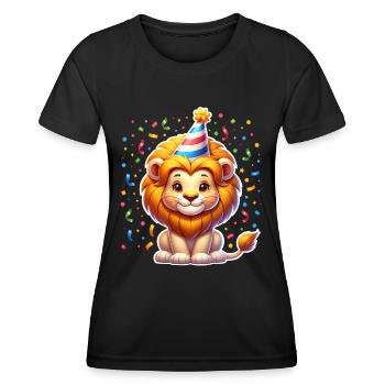 Anniversaire Leo - T-shirt sport Femme - noir - Devant - AI Model Female 172 light (172cm)