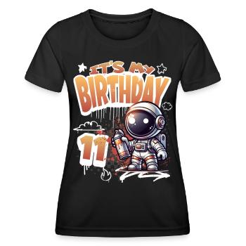 Graffiti Astronaut 11th Birthday - Women's Functional T-Shirt - black - Front - AI Model Female 172 light (172cm)