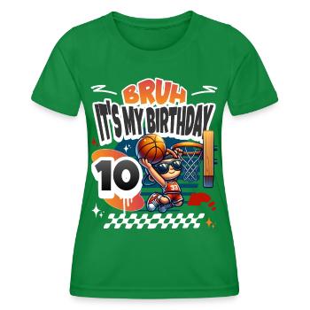 Basketball 10th Birthday - Women's Functional T-Shirt - kelly green - Front - AI Model Female 172 dark (172cm)