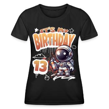 Graffiti astronaute 13e anniversaire - T-shirt sport Femme - noir - Devant - AI Model Female 172 light (172cm)