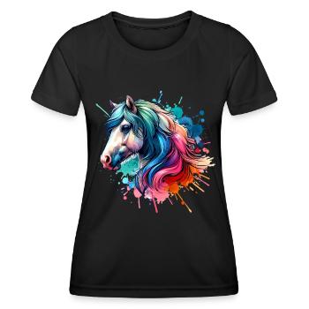 Cheval - T-shirt sport Femme - noir - Devant - AI Model Female 172 light (172cm)