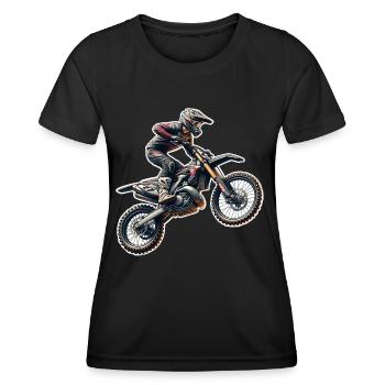 Motocross - Frauen Funktions-T-Shirt - Schwarz - Vorne - AI Model Female 172 light (172cm)