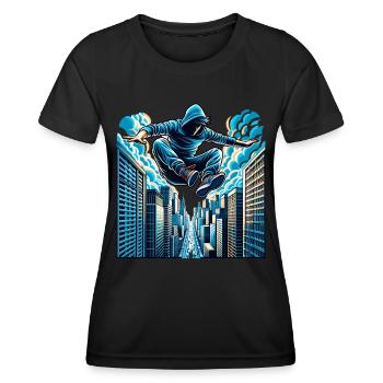 Parkour - T-shirt sport Femme - noir - Devant - AI Model Female 172 light (172cm)