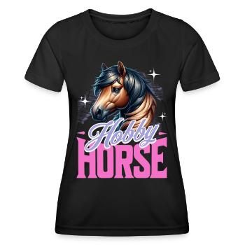 Cheval de loisir Steckenpferd - T-shirt sport Femme - noir - Devant - AI Model Female 172 light (172cm)