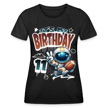 Astronaut 11th Birthday Football - Women's Functional T-Shirt - black - Front - AI Model Female 172 light (172cm)