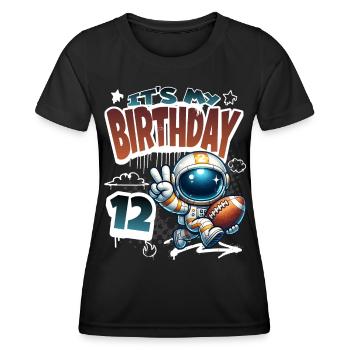 Astronaute 12e anniversaire Football - T-shirt sport Femme - noir - Devant - AI Model Female 172 light (172cm)