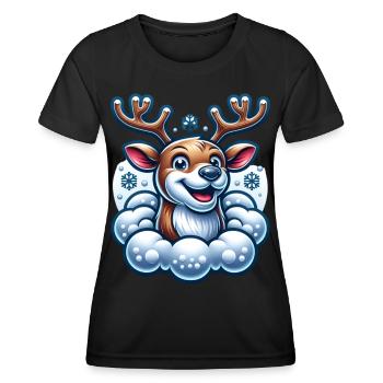 Rentier Schnee - Frauen Funktions-T-Shirt - Schwarz - Vorne - AI Model Female 172 light (172cm)