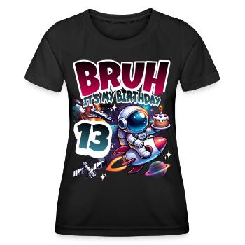 13e anniversaire de l’astronaute Espace - T-shirt sport Femme - noir - Devant - AI Model Female 172 light (172cm)