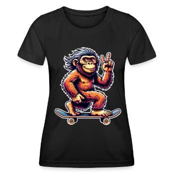 Neanderthal Skateboard Skater - Women's Functional T-Shirt - black - Front - AI Model Female 172 light (172cm)