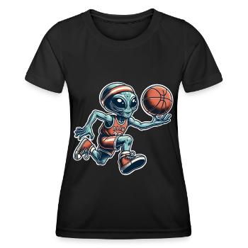 Alien Basketball Dunking - Women's Functional T-Shirt - black - Front - AI Model Female 172 light (172cm)