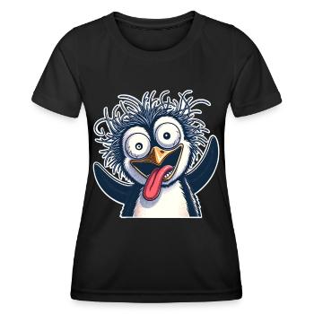 Pinguin Crazy - Frauen Funktions-T-Shirt - Schwarz - Vorne - AI Model Female 172 light (172cm)